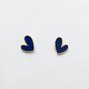 Small Dark Blue Heart Earring